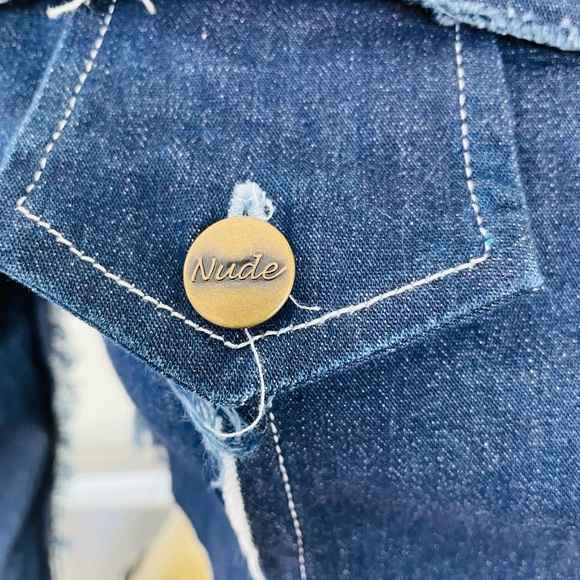 NWT $199 Vintage Y2K NUDE Los Angeles Sequin DRAGON Cropped JEAN JACKET M - Picture 13 of 16